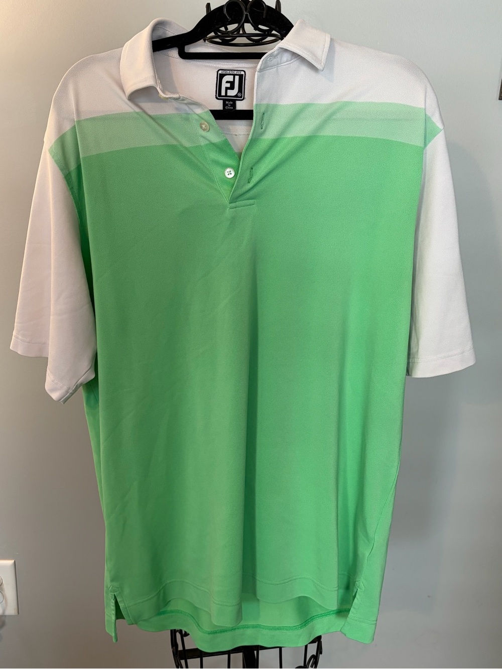 FootJoy Green and White Striped Golf Polo shirt top size XL